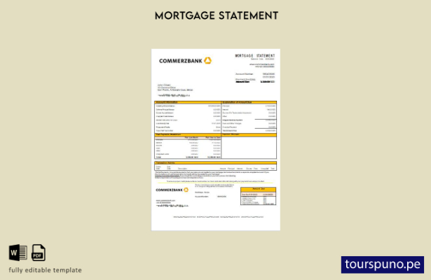 listo para imprimir plantilla de estado de cuenta de hipoteca del banco Commerzb